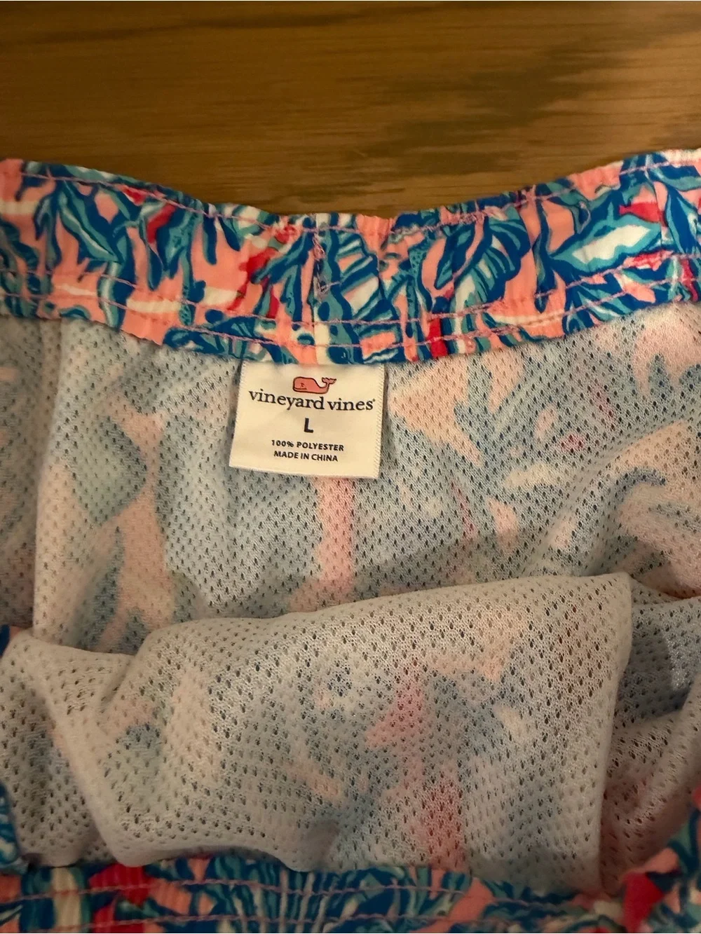 Vineyard Vines Pink & Blue Tropical Print Swim Trunks